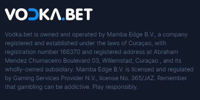 Правила выплаты выигрыша Vodka Casino